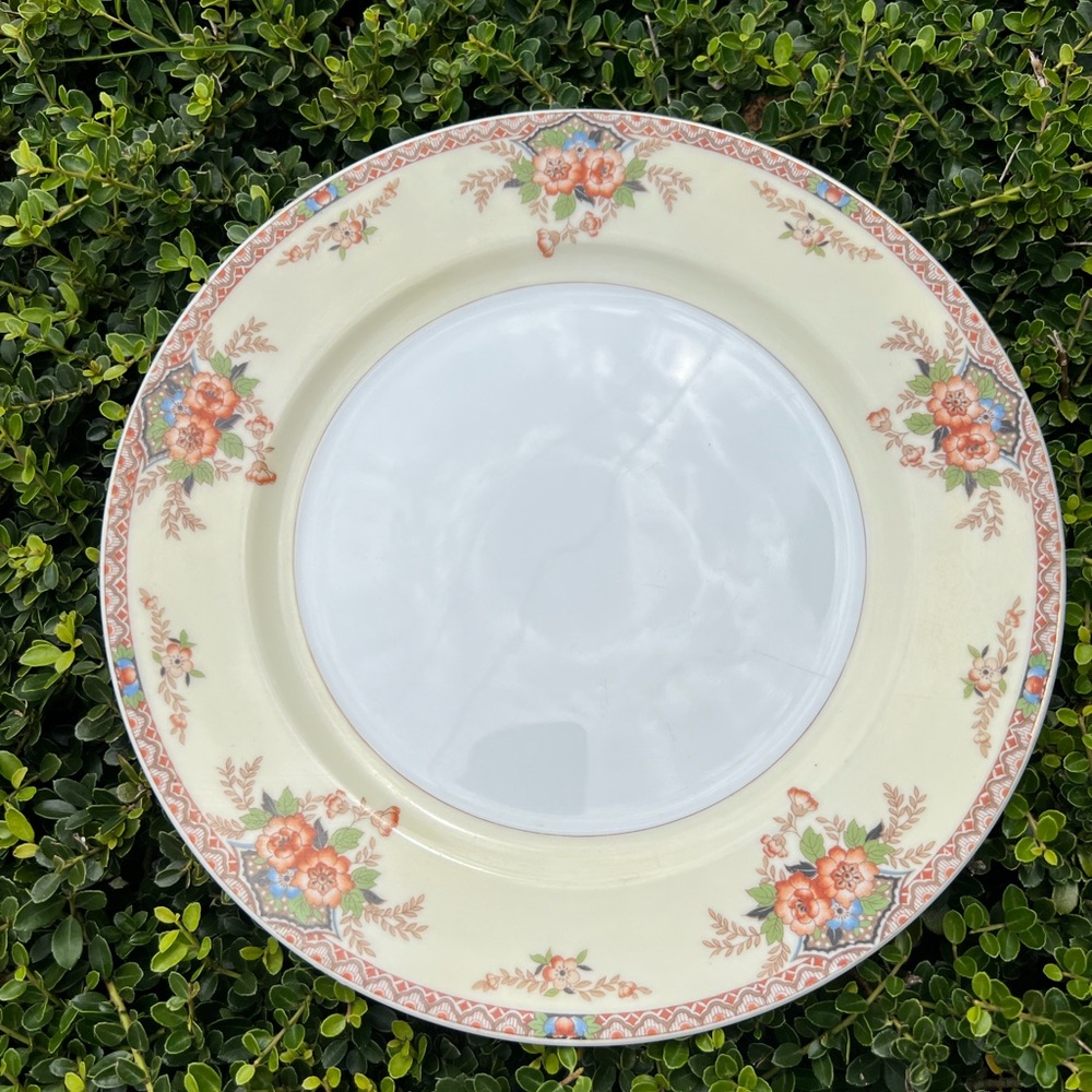 VTG Hand Painted Noritake DESOTA Dinner Plate Cranberry/Blue/Cream Florals 10"